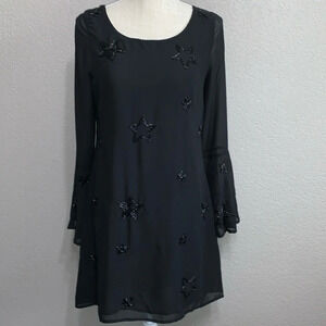 Chaser Bell Sleeve Beaded Dress M